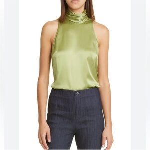 New Cinq a Sept Jazlyn Silk Top in Green Tea Size L